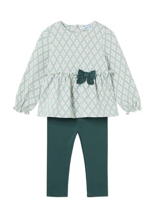 Haine  Incaltaminte Accesorii - Set 2 piese - Bluza cu volane + Pantaloni - Mayoral   12 luni
