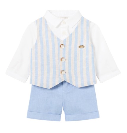 Haine  Incaltaminte Accesorii - Set 2 piese din in pentru nou-nascut, baiat - Bleu - Mayoral  18 luni