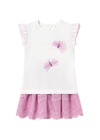 Haine  Incaltaminte Accesorii - Set 2 piese - Fusta tul brodat+tricou - fluturi - Mayoral  18 luni