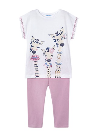 Haine  Incaltaminte Accesorii - Set 2 piese lila The giraffe family Better Cotton, bluza+pantaloni - Mayoral 6 ani (116 cm)