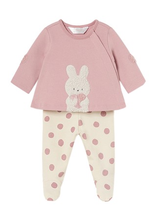 Haine - Set 2 piese - Pantaloni cu botosei + Bluza - Iepurasi