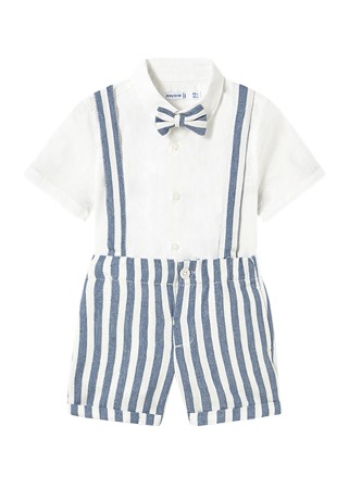 Haine - Set 2 piese, pantaloni scurti cu bretele + camasa cu papion - Mayoral 18 luni