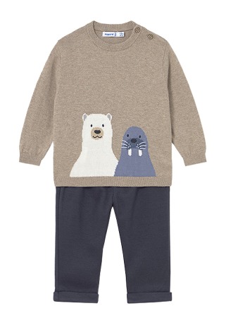 Compleuri - Set 2 piese - Pulover + pantaloni - gri/bleumarin - Mayoral 4 ani