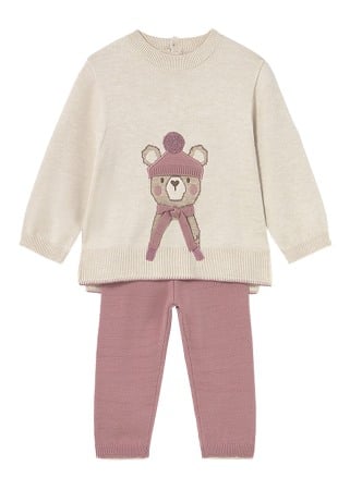 Haine  Incaltaminte Accesorii - Set 2 piese - Pulover + pantaloni tricotati - bej/roz - Mayoral   4 ani