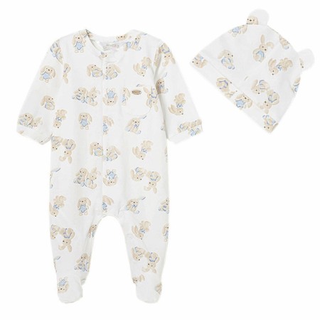 Haine - Set 2 piese Salopeta si caciulita  iepurasi - Better Cotton- Mayoral  2-4 luni (65 cm)