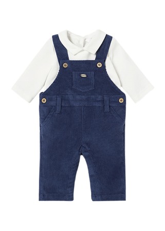 Haine - Set 2 piese - Salopeta velur cu bretele + bluza cu maneca lunga si guler - Mayoral    6-9 luni (75 cm)