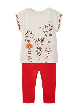 Haine  Incaltaminte Accesorii - Set 2 piese The giraffe family Better Cotton, bluza+pantaloni - Mayoral 6 ani (116 cm)