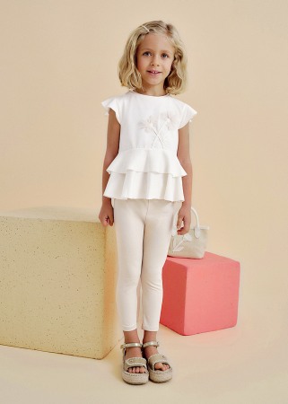 Haine - Set 2 piese - Tricou + colanti - Flori - Mayoral 7 ani