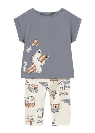 Haine  Incaltaminte Accesorii - Set 2 piese - Tricou+colanti - pisica - Mayoral  4 ani
