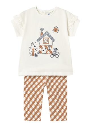 Haine  Incaltaminte Accesorii - Set 2 piese - Tricou cu volanas+colanti - casuta - Mayoral  4 ani