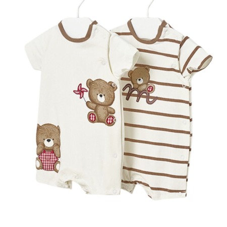 Haine  Incaltaminte Accesorii - Set 2 salopete din bumbac sustenabil Ursi - Mayoral 4-6 luni