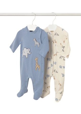 Salopete - Set 2 salopete (pijamale) - bej/albastru - Mayoral