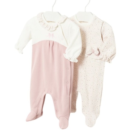 Salopete - Set 2 salopete (pijamale) bumbac BCI nou-nascut