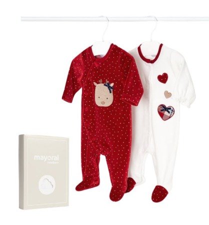 Salopete - Set 2 salopete (pijamale) ECOFRIENDS - Catifea - Mayoral 4-6 luni