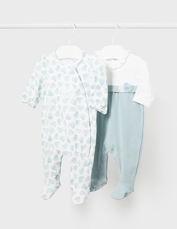 Haine  Incaltaminte Accesorii - Set 2 salopete (pijamale) - Inimioare - Better Cotton- Mayoral 2-4 luni (65 cm)