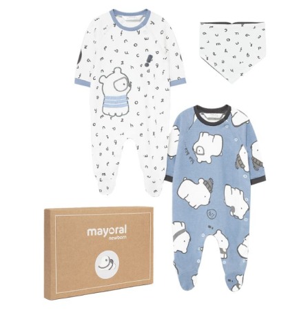 Salopete - Set 2 salopete (pijamale) - litere / catei + bavetica