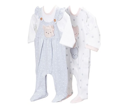 Salopete - Set 2 salopete - Pisicute - Mayoral 2-4 luni