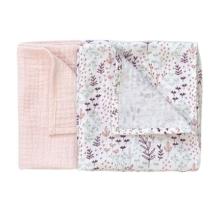 Prosoape - Set 2x prosopele muselina Pink& Flowers - Buva