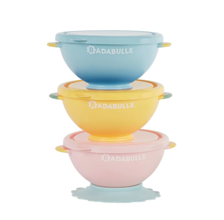 Tacamuri vesela recipiente - Set 3 boluri colorate pentru mancare, cu suport inclus