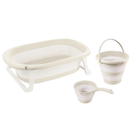 Accesorii pentru baie - Set 3 in 1 cu cadita pliabila - Bej