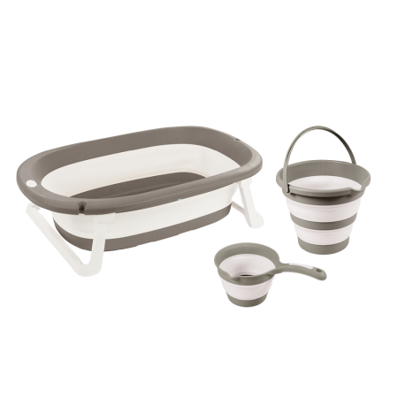 Accesorii pentru baie - Set 3 in 1 cu cadita pliabila - Gri