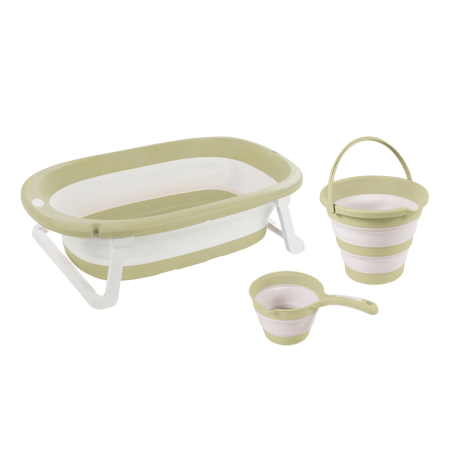 Accesorii pentru baie - Set 3 in 1 cu cadita pliabila - Verde eco