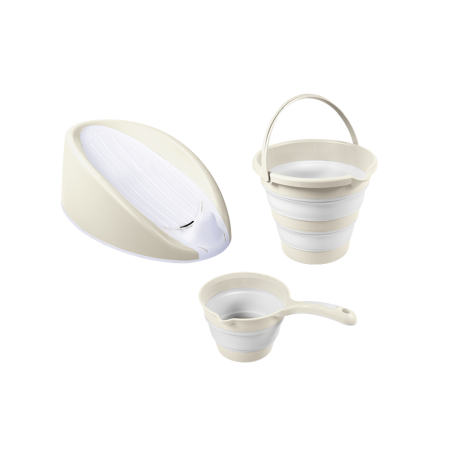 Accesorii pentru baie - Set 3 in 1 cu suport anatomic pentru cadita - Bej