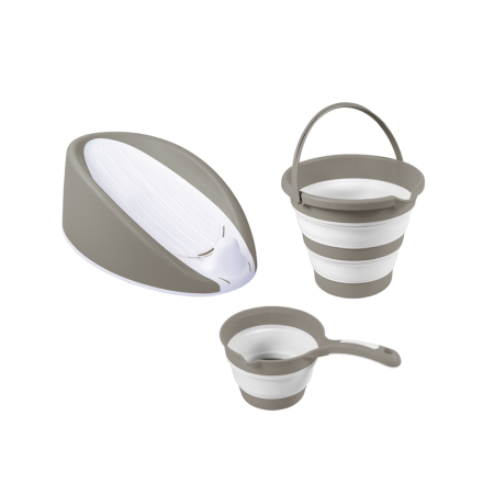 Accesorii pentru baie - Set 3 in 1 cu suport anatomic pentru cadita - Gri