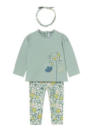 Haine - Set 3 piese - Bluza + Pantaloni + Bentita - Flori - Mayoral   36 luni