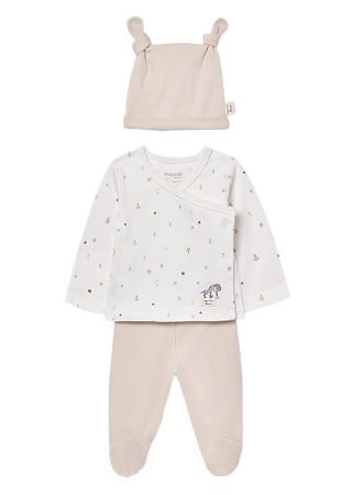 Haine  Incaltaminte Accesorii - Set 3 piese - Bluza+pantaloni+caciulita - alb/crem - Mayoral  2-4 luni