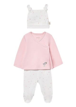 Haine  Incaltaminte Accesorii - Set 3 piese - Bluza+pantaloni+caciulita - alb/roz - Mayoral  2-4 luni