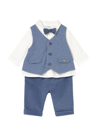 Haine  Incaltaminte Accesorii - Set 3 piese - camasa + pantaloni + papion - Mayora 12 luni