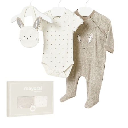 Salopete - Set 3 piese din bumbac sustenabil Iepure - Mayoral 2-4 luni