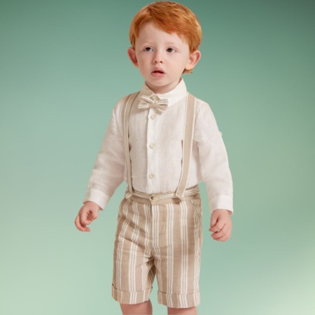 Compleuri - Set 3 piese IN - Camasa eleganta si papionpantaloni scurti cu bretele - Abel & lula 12 luni