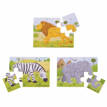 Jucarii Jocuri Activitati - Set 3 puzzle din lemn - Jungla Vesela - BigJins