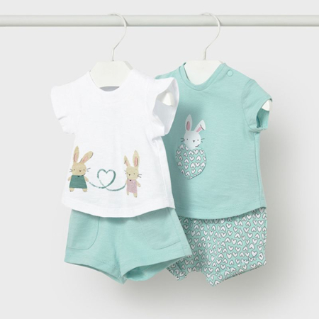Compleuri - Set 4 piese - Tricou si pantaloni scurti, fete - Mayoral