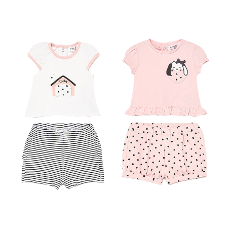 Haine  Incaltaminte Accesorii - Set 4 piese - Tricou si pantaloni scurti, fete - Mayoral 6-9 luni