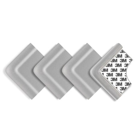 Protectii copii pentru casa - Set 4 protectii de colturi din spuma poliuretan, cu banda adeziva 3M, rezistenta la muscaturi, gri, Reer 82031