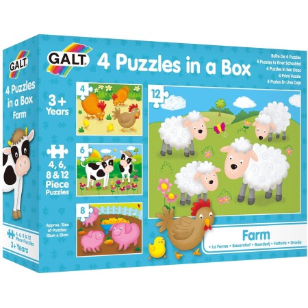 Jucarii Jocuri Activitati - Set 4 puzzle-uri Animale de la ferma (4, 6, 8, 12 piese)