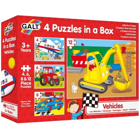 Jucarii Jocuri Activitati - Set 4 puzzle-uri Vehicule (4, 6, 8, 12 piese)