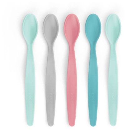 Tacamuri vesela recipiente - Set 5 lingurite hranire bebelusi, flexibile, cu maner anatomic, 3+ luni, Reer BabySpoon 23022