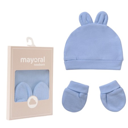 Caciuli Palarii Sepci - Set  Bleu caciula si manusi Better Cotton bebe - Mayoral   3 luni (62 cm)