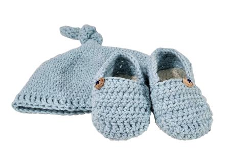 Cadouri - Set - Caciulita cu mot si botosi - Bleu - Maimutzeria Tiarra