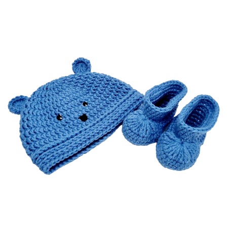 Cadouri Botez Vouchere - Set - Caciulita si botosi - Ursulet albastru - Maimutzeria Tiarra