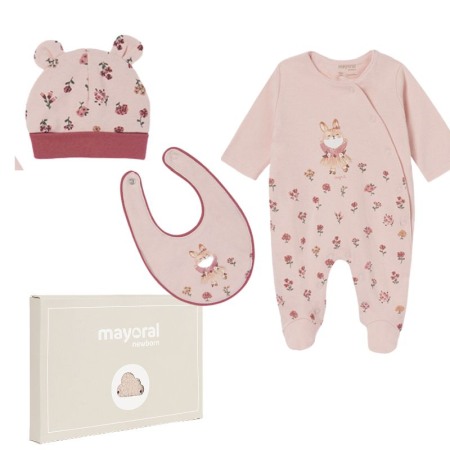 Salopete - Set cadou 3 piese Rosa Baby ECOFRIENDS