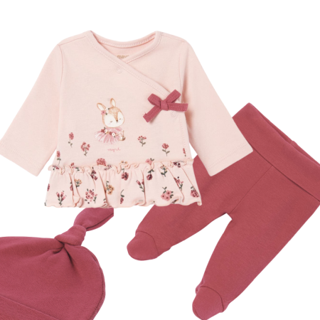 Compleuri - Set cadou 4 piese ECOFRIENDS bebe Flori 1-2 luni