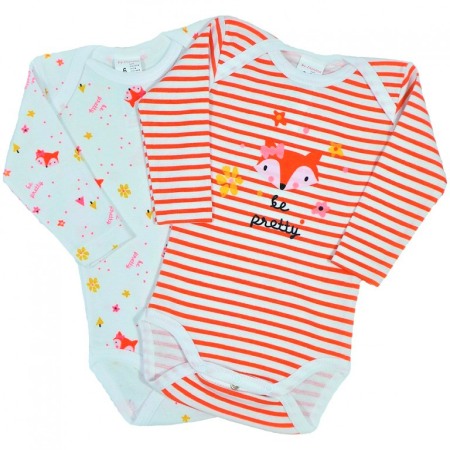 Body-uri - Set de 2 body cu maneca lunga Vulpite Be pretty 12 luni