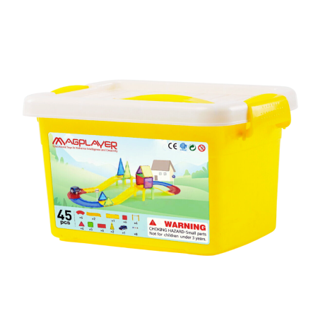 Jocuri - Set de constructie magnetic 3D - Circuit masinute (45 piese)