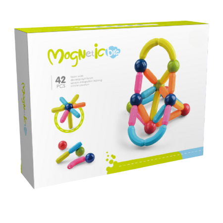 Jocuri - Set de constructie magnetic - Forme 3D (42 piese)