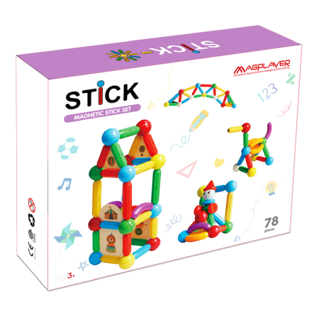 Jocuri - Set de constructie magnetic - STICK (78 piese)